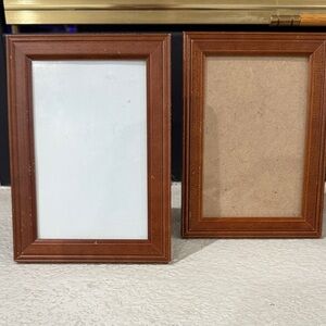 Set of Two Brown Wooden Picture Frames